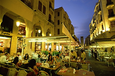 Outdoor restaurants in the downtown area of Central District (BCD) in the reconstructed city, Beirut, Lebanon, Middle East