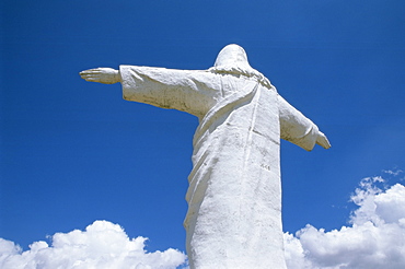 Statue of Christ overlooking the city, Cuzco, Peru, South America