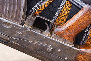 Detail of a semi automatic weapon in the  Lower Omo Valley, Ethiopia, Africa