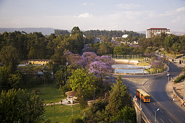 Elevated view looking towards the Hilton Hotel, Addis Ababa, Ethiopia, Africa