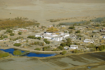 Aerial view of Samye monastery, Tibet, China, Asia