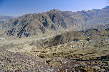 Road up to Ganden monastery, Tibet, China, Asia