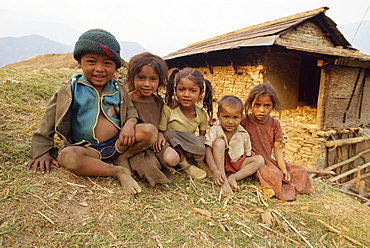 Portrait of young children, Gandruk, Nepal, Asia