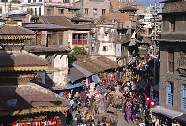 Busy city street scene, Kathmandu, Nepal, Asia