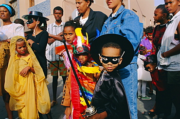 Children in costume and with masks, Mardi Gras festival, Cape Verde Islands, Africa