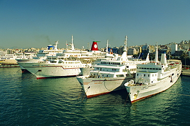 Piraeus harbour and port, inter-island ferries, Athens, Greece, Europe