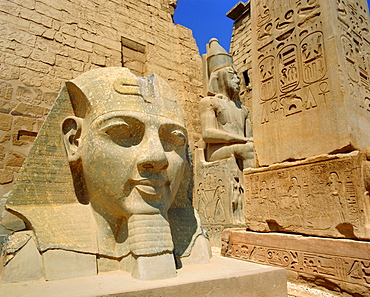 Statue of Ramses II and Obelisk, Luxor Temple, Luxor, Egypt, North Africa