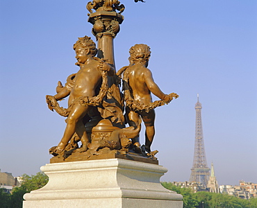 Eiffel Tower from the Pont Alexandre III (bridge), Paris, France, Europe