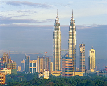 The twin towers of the Petronas Building, the world's highest building, Kuala Lumpur, Malaysia