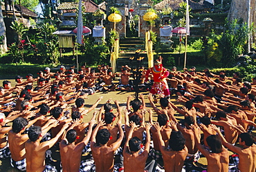 Men performing the famous Balinese 'Kecak' dance, Bali, Indonesia