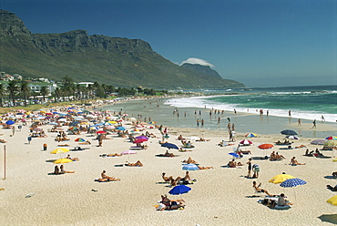 Clifton Bay and beach, sheltered by the Lion's Head and the Twelve Apostles, near Cape Town, South Africa, Africa