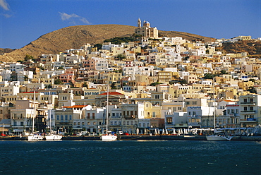 City and church of Anastasis, Ermoupolis, Syros, Cyclades Islands, Greece, Europe