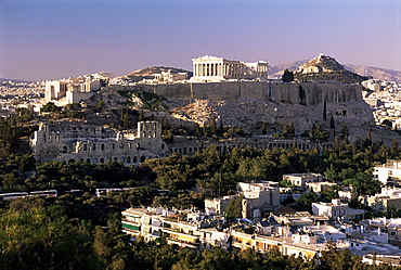 The Acropolis, Parthenon and city skyline, Athens, Greece, Europe