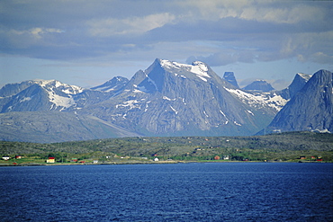 The Lofoten Islands viewed from the sea, Nordland, Norway, Scandinavia, Europe