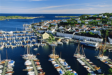 Risor, white town on the Skagerrak, South Coast, Norway, Scandinavia, Europe