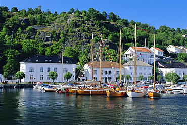 Risor, white town on the Skagerrak, South Coast, Norway, Scandinavia, Europe