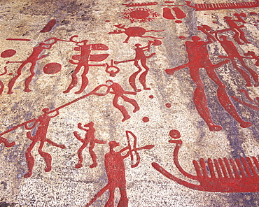 Ancient rock carvings from the Bronze Age, Fossum near Tanumshede, Gotaland, Sweden, Scandinavia, Europe