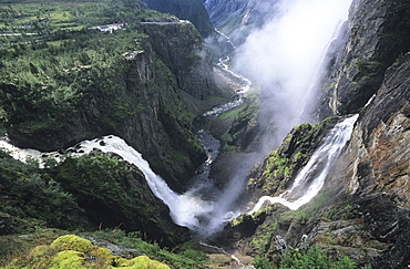 Voringsfossen waterfall, Hardanger region, Norway, Scandinavia, Europe