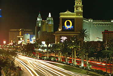 Elevated view of hotels and casinos on The Strip, Las Vegas, Nevada, United States of America (U.S.A.), North America