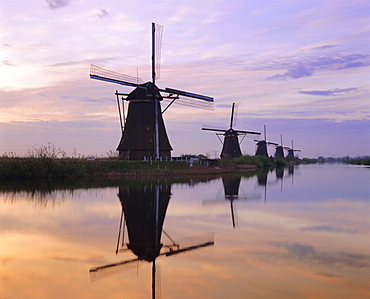 Windmills along the canal, Kinderdijk, Netherlands