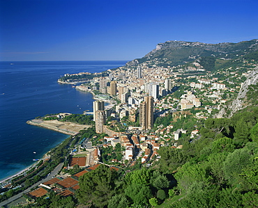 Elevated city view, Monte Carlo, Monaco, Mediterranean, Europe