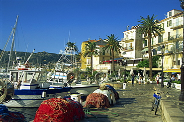 Fishing nets early morning, Quai Landry, Calvi, Corsica, France, Mediterranean, Europe