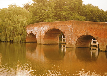 The 18th century Sonning Bridge over the River Thames near Reading, Berkshire, England, UK