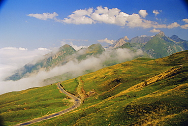 View from Col d'Aubisque, Pyrenees-Atlantique, Pyrenees, Aquitaine, France, Europe