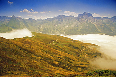 View from Col d'Aubisque, Pyrenees-Atlantique, Pyrenees, Aquitaine, France, Europe