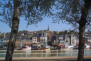 Holiday resort at mouth of the River Touques, Trouville, Calvados, Cote Fleurie, Normandy, France, Europe