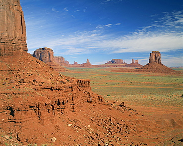 Desert landscape with rock formations in Monument Valley, Arizona, United States of America, North America