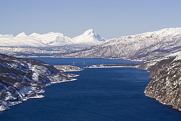 Rombakfjord from Ofoten railway, Narvik, Nordland, Norway, Scandinavia, Europe