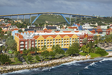 Queen Juliana Bridge and Rif Fort, Willemstad, Curacao, Lesser Antilles, Caribbean, Central America