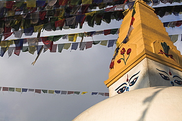 Stupas at the base of Swayambhunath Stupa (Monkey Temple), UNESCO World Heritage Site, Kathmandu, Nepal, Asia