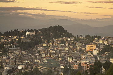 View of city center, Darjeeling, West Bengal, India, Asia