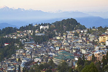 View of city center, Darjeeling, West Bengal, India, Asia