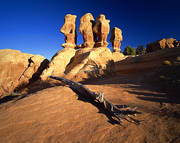 Sculptured rock formations, Devil's Garden, Grand Staircase Escalante, Utah, United States of America, North America