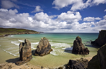 Sea stacks on Garry Beach, Tolsta, Isle of Lewis, Outer Hebrides, Scotland, United Kingdom, Europe