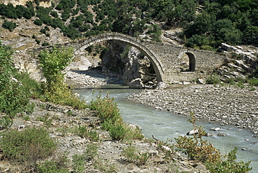 Cobbled bridge, near Permet, Albania, Europe