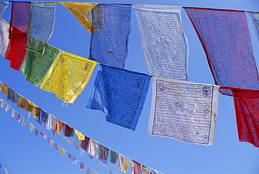 Buddhist prayer flags, Bodhnath, Kathmandu, Nepal, Asia