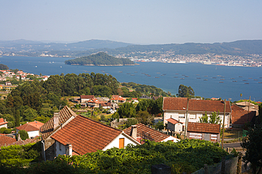 Pontevedra bay seen from just above Samieira in the Rías Baixas region of Galicua Spain