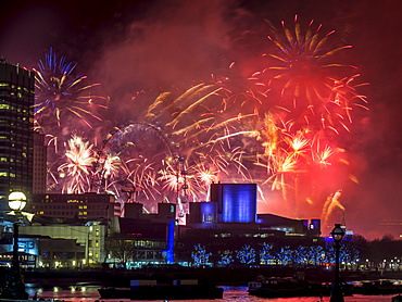 Fireworks over the South Bank, London, England, united Kingdom, Europe 