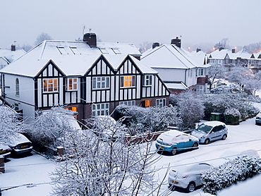 Suburban houses in winter, Surrey, England, United Kingdom, Europe 