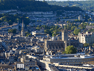 Bath Abbey from above, UNESCO World Heritage Site, Bath, Somerset, England, United Kingdom, Europe