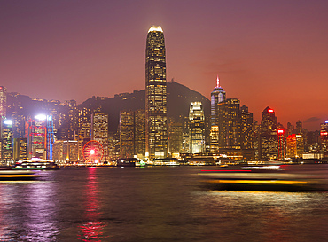 Hong Kong Island waterfront at night, Hong Kong, China, Asia