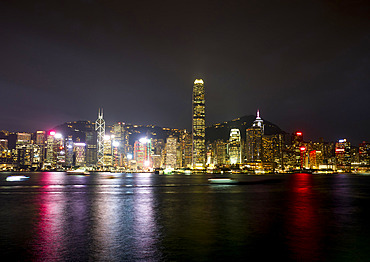 Hong Kong Island waterfront at night, Hong Kong, China, Asia