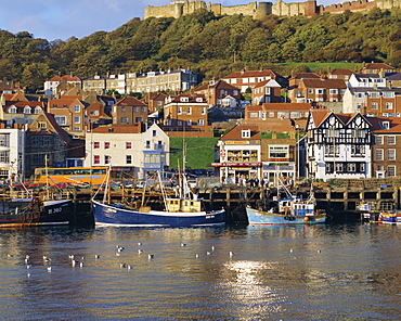 Harbour, seaside resort and castle, Scarborough, Yorkshire, England, UK, Europe