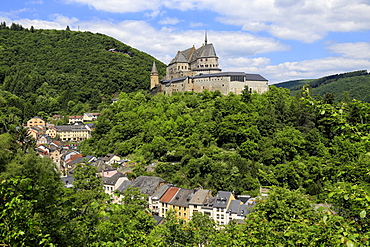 Vianden Castle above the Town of Vianden on Our River, Canton of Vianden, Grand Duchy of Luxembourg, Europe