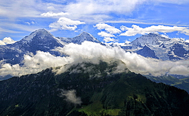 Eiger, Monch and Jungfrau, seen from Schynige Platte, Bernese Oberland, Canton of Bern, Switzerland, Europe