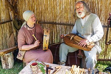 Lithuanian folk musicians at the International Festival of Experimental Archaeology, Kernave, Lithuania, Europe